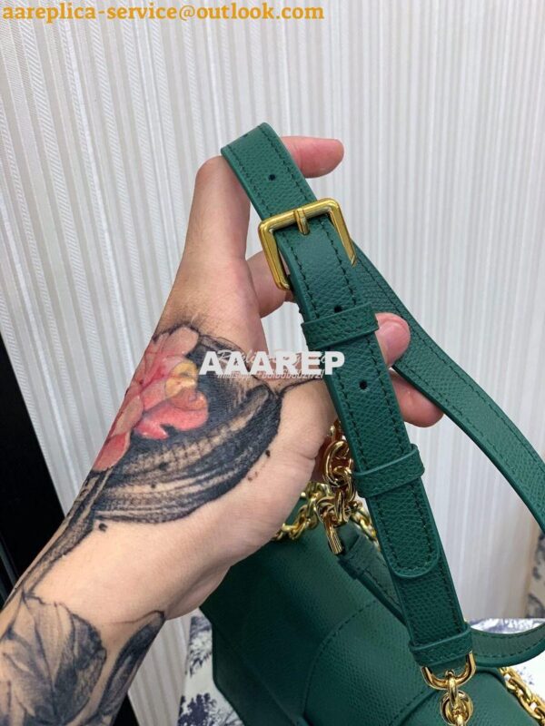 Replica Dior 30 Montaigne Grained Calfskin Bag with Chain M9208 Green 16