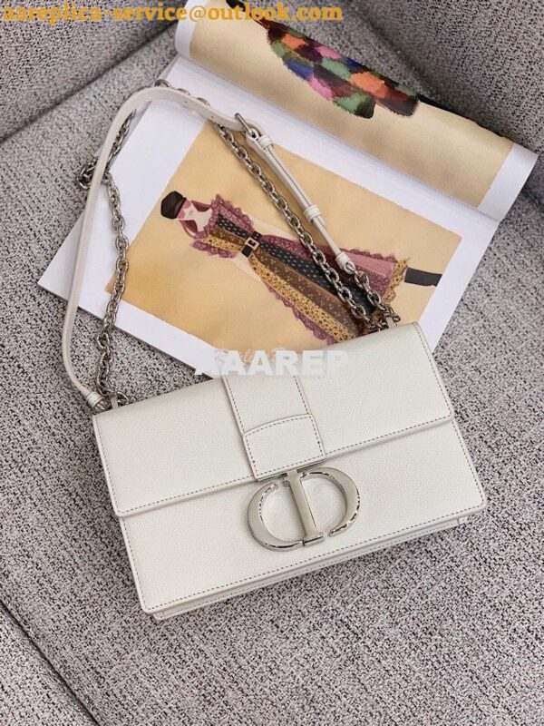 Replica Dior 30 Montaigne Grained Calfskin Bag with Silver Chain M9208 4