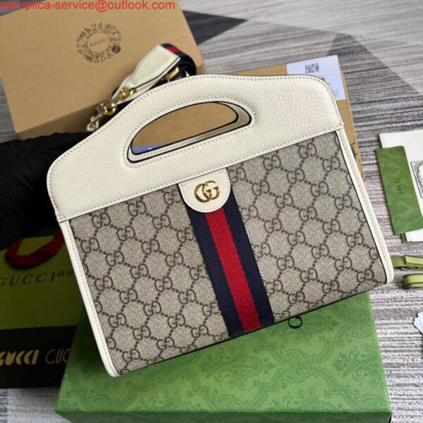 Replica Gucci 693724 Ophidia Small Tote With Web White 5