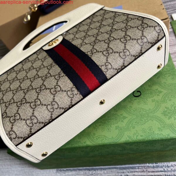 Replica Gucci 693724 Ophidia Small Tote With Web White 7