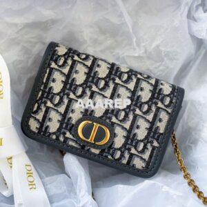 Replica Dior 30 Montaigne Nano Pouch Blue Oblique Jacquard S2105 2