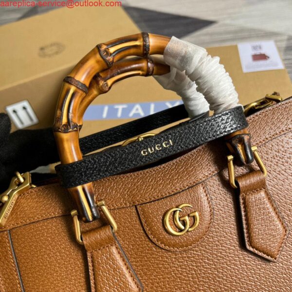 Replica Gucci 702721 Diana Small Tote Bag Brown leather 6