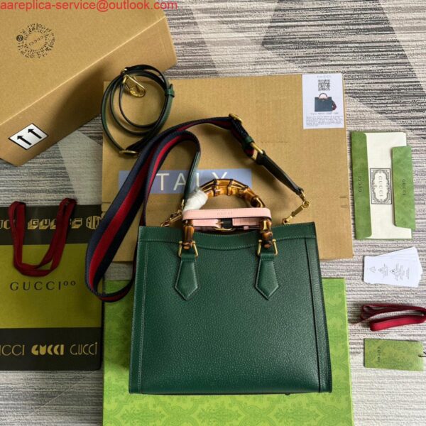 Replica Gucci 702721 Diana Small Tote Bag Green leather 3