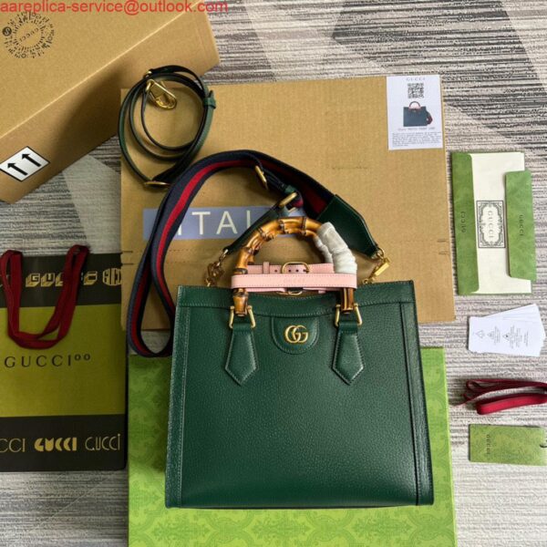 Replica Gucci 702721 Diana Small Tote Bag Green leather 4