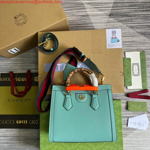 Replica Gucci 702721 Diana Small Tote Bag Light blue leather 3