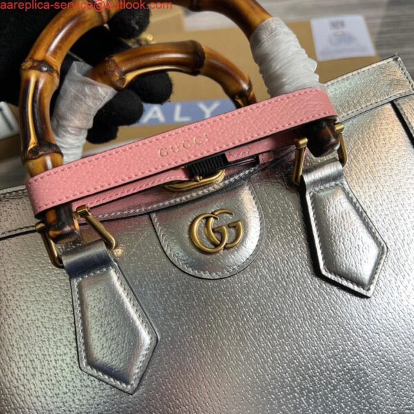 Replica Gucci 702721 Diana Small Tote Bag Silver 6