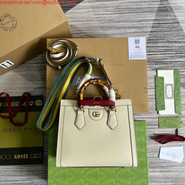 Replica Gucci 702721 Diana Small Tote Bag White leather 3