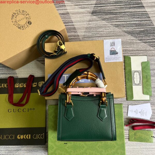 Replica Gucci 702732 Diana Mini Tote Bag Green leather 3