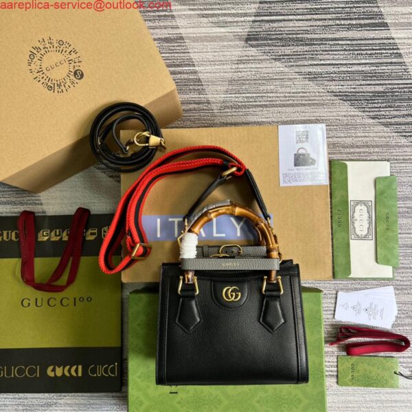 Replica Gucci 702732 Gucci Diana Mini Tote Bag Black leather 5