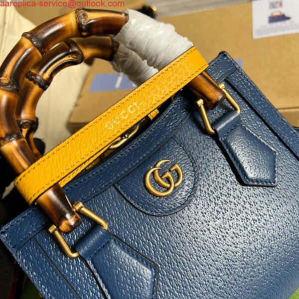 Replica Gucci 702732 Gucci Diana Mini Tote Bag Blue 6