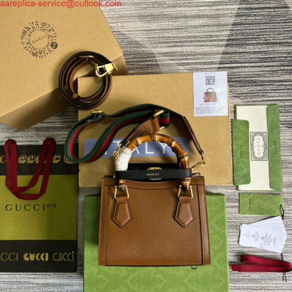 Replica Gucci 702732 Gucci Diana Mini Tote Bag Brown leather 3