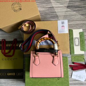 Replica Gucci 702732 Gucci Diana Mini Tote Bag Pink leather 2