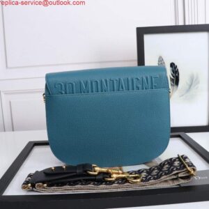 Replica Dior M9320 Large Bobby Bag Blue Grained Calfskin with Blue Dior Oblique Strap 2