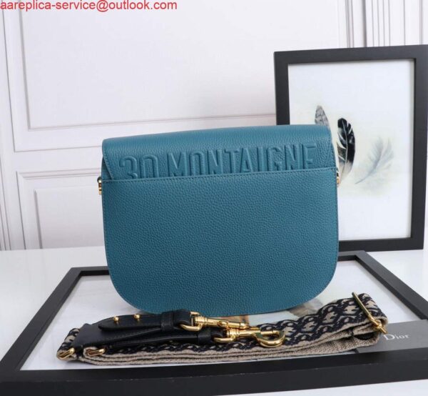 Replica Dior M9320 Large Bobby Bag Blue Grained Calfskin with Blue Dior Oblique Strap 4