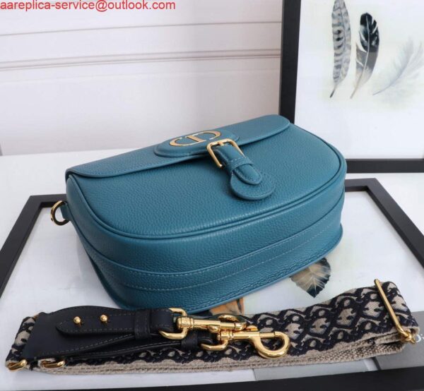 Replica Dior M9320 Large Bobby Bag Blue Grained Calfskin with Blue Dior Oblique Strap 5