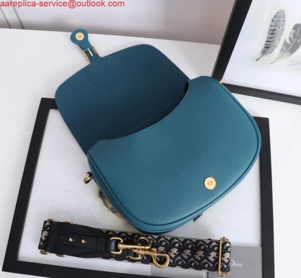 Replica Dior M9320 Large Bobby Bag Blue Grained Calfskin with Blue Dior Oblique Strap 7