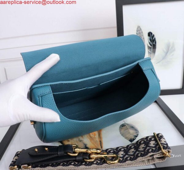 Replica Dior M9320 Large Bobby Bag Blue Grained Calfskin with Blue Dior Oblique Strap 8