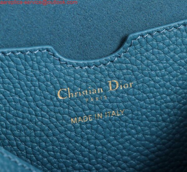 Replica Dior M9320 Large Bobby Bag Blue Grained Calfskin with Blue Dior Oblique Strap 9