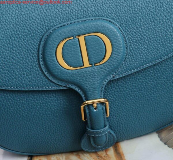 Replica Dior M9320 Large Bobby Bag Blue Grained Calfskin with Blue Dior Oblique Strap 10
