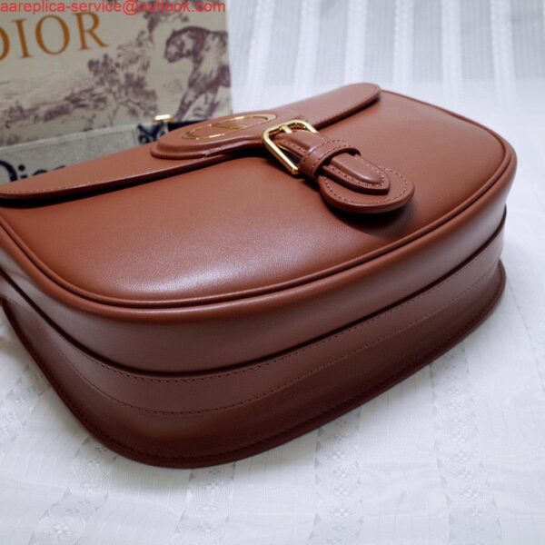 Replica Dior M9320 Large Bobby Bag Brown Box Calfskin with Blue Oblique Strap 7