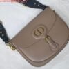 Replica Dior M9320 Large Bobby Bag Brown Box Calfskin with Blue Oblique Strap