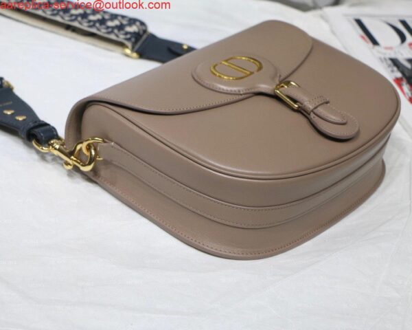 Replica Dior M9320 Large Bobby Bag Light Pink Box Calfskin with Blue Oblique Strap 7