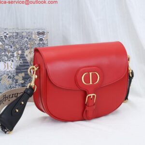 Replica Dior M9320 Large Bobby Bag Red Box Calfskin with Blue Oblique Strap