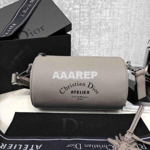 Replica Dior Beige Grained Calfskin "Roller" Pouch With "Atelier" Prin