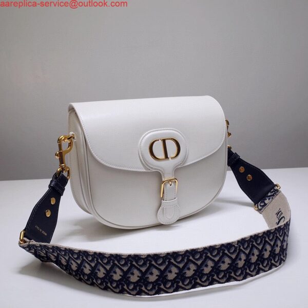 Replica Dior M9320 Large Bobby Bag white Box Calfskin with Blue Oblique Strap 3