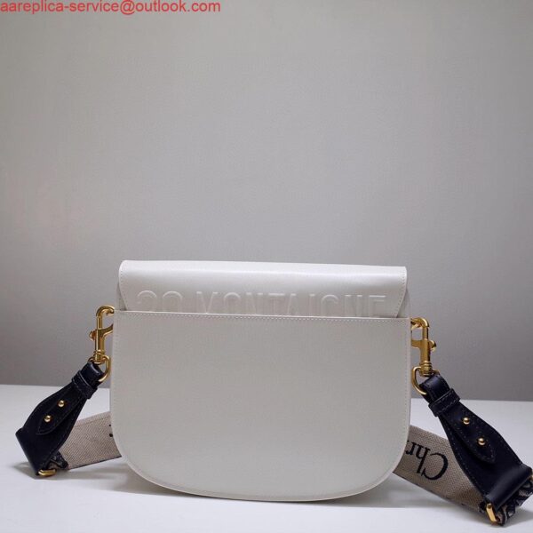 Replica Dior M9320 Large Bobby Bag white Box Calfskin with Blue Oblique Strap 5