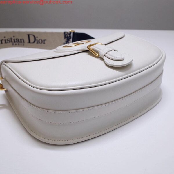 Replica Dior M9320 Large Bobby Bag white Box Calfskin with Blue Oblique Strap 7