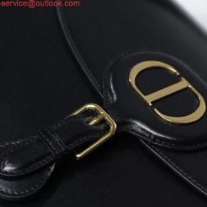 Replica Dior M9320 Large Dior Bobby Bag Black Calfskin With Blue Oblique Embroidered Strap 2