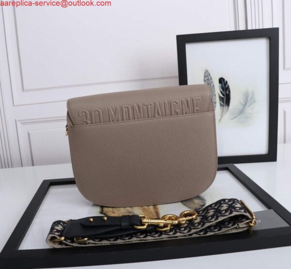 Replica Dior M9320 Large Dior Bobby Bag Warm Taupe BoxCalfskin With Blue Oblique Embroidered Strap 3