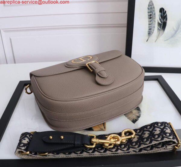 Replica Dior M9320 Large Dior Bobby Bag Warm Taupe BoxCalfskin With Blue Oblique Embroidered Strap 4