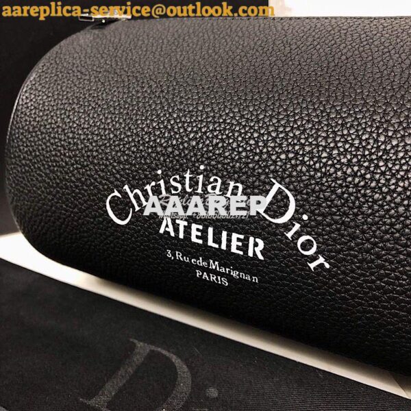 Replica Dior Black Grained Calfskin "Roller" Pouch With "Atelier" Prin 5