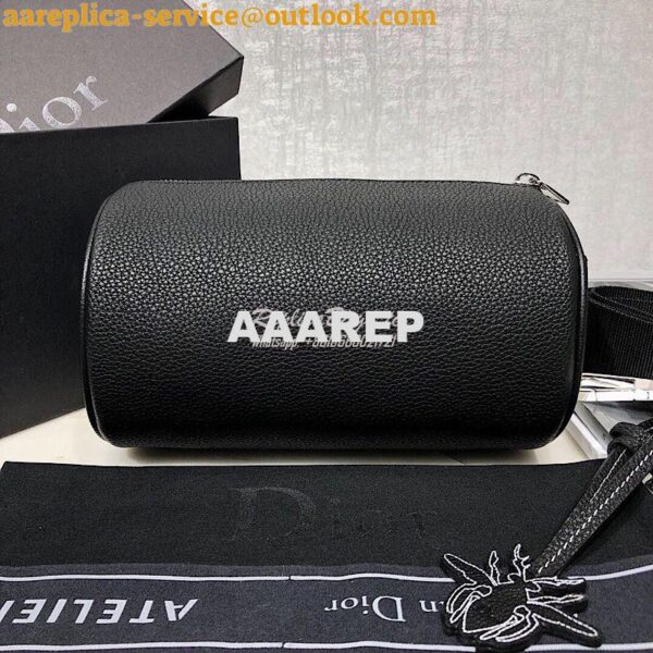 Replica Dior Black Grained Calfskin "Roller" Pouch With "Atelier" Prin 10