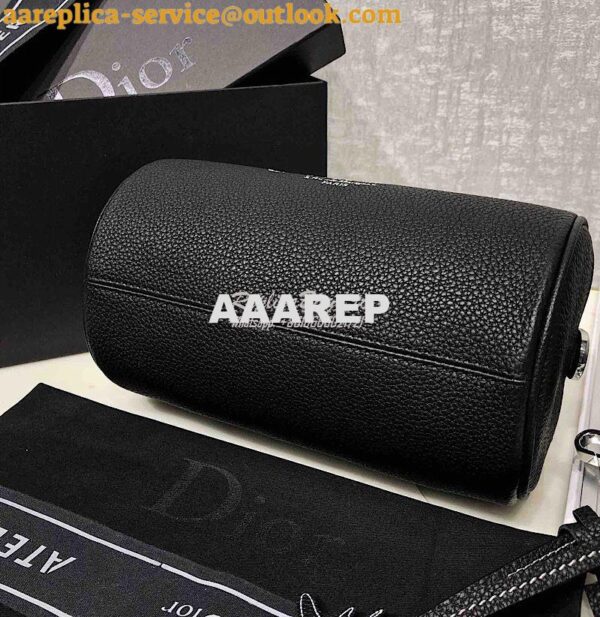 Replica Dior Black Grained Calfskin "Roller" Pouch With "Atelier" Prin 11