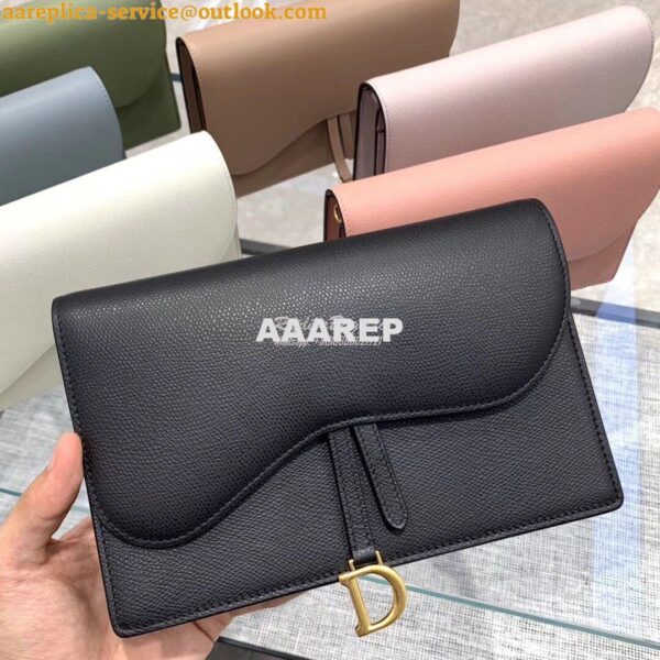 Replica Dior Black Saddle Calfskin Clutch WOC 4