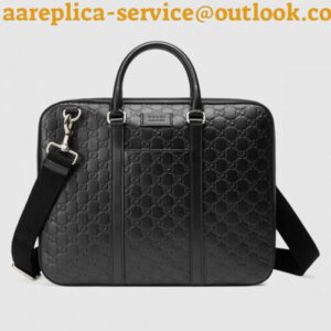 Replica Gucci Large Briefcase In Black Signature Leather