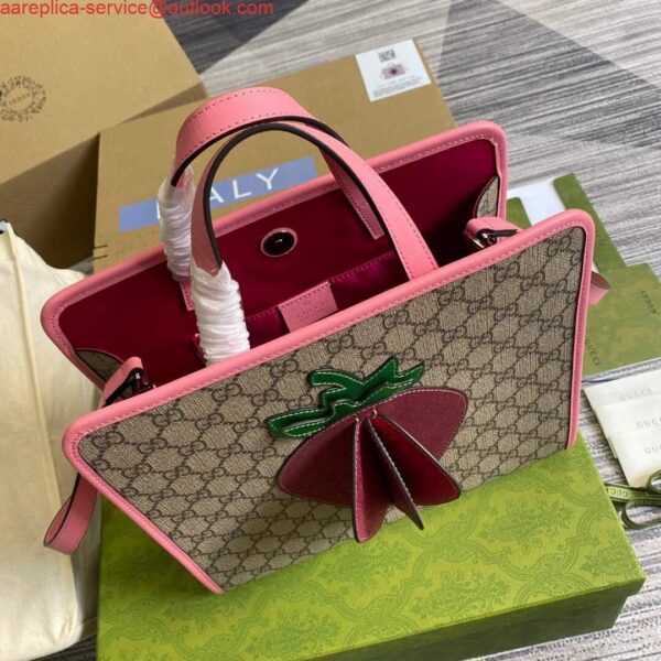 Replica Gucci 612992 GG Medium Ophidia Tote Shoulder Bag Pink 5