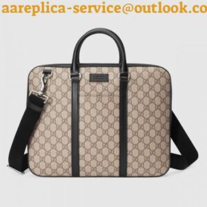 Replica Gucci Men's Briefcase In Beige GG Supreme Canvas