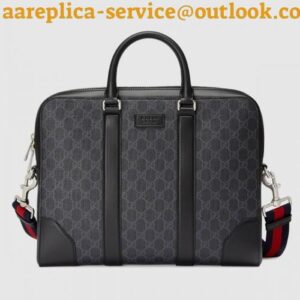 Replica Gucci Men's Briefcase In Black GG Supreme Canvas