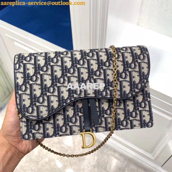 Replica Dior Blue Oblique Saddle Clutch 3