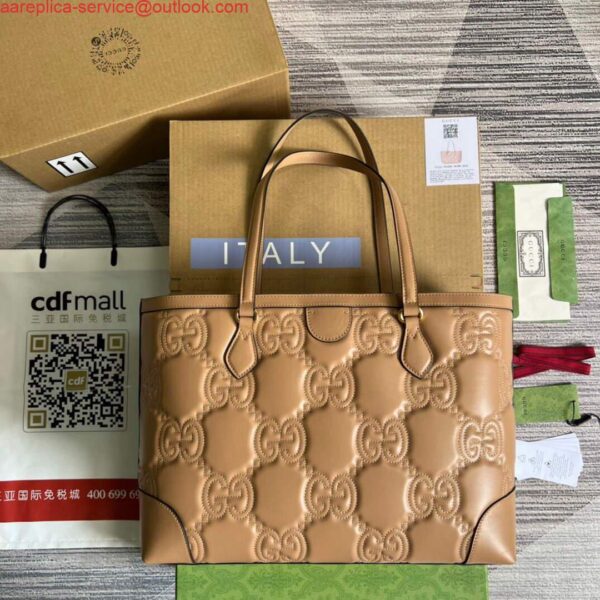 Replica Gucci 631685 GG matelassé leather medium tote Bag Beige