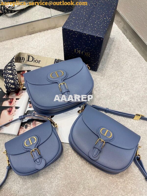 Replica Dior Bobby Bag in Denim Blue Box Calfskin M9319U 3