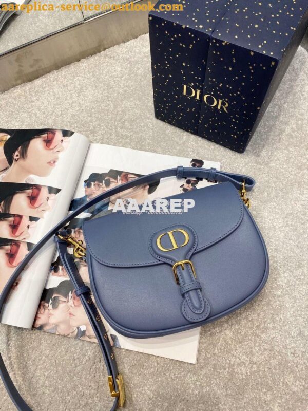 Replica Dior Bobby Bag in Denim Blue Box Calfskin M9319U 5