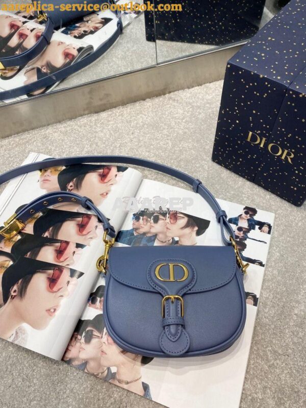 Replica Dior Bobby Bag in Denim Blue Box Calfskin M9319U 15