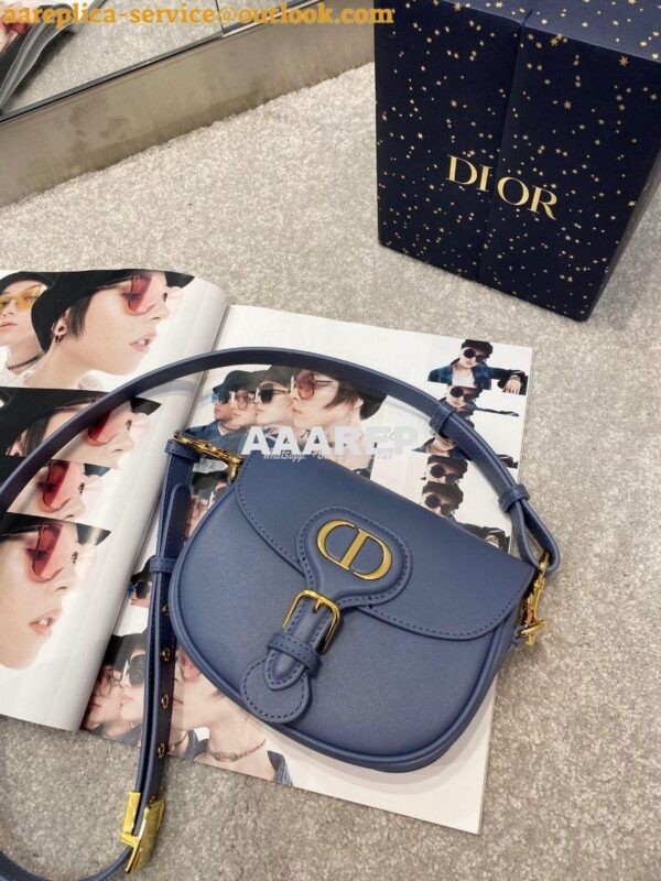 Replica Dior Bobby Bag in Denim Blue Box Calfskin M9319U 16