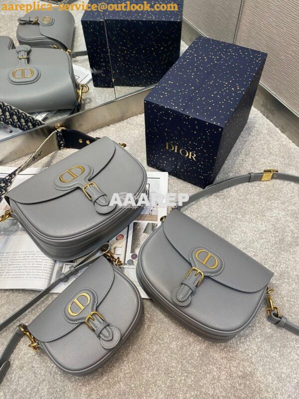 Replica Dior Bobby Bag in Grey Box Calfskin M9319U 3