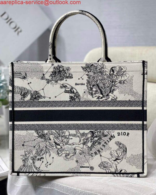 Replica Dior M1286 Large Book Tote Toile de Jouy Zodiac latte embroidery 7